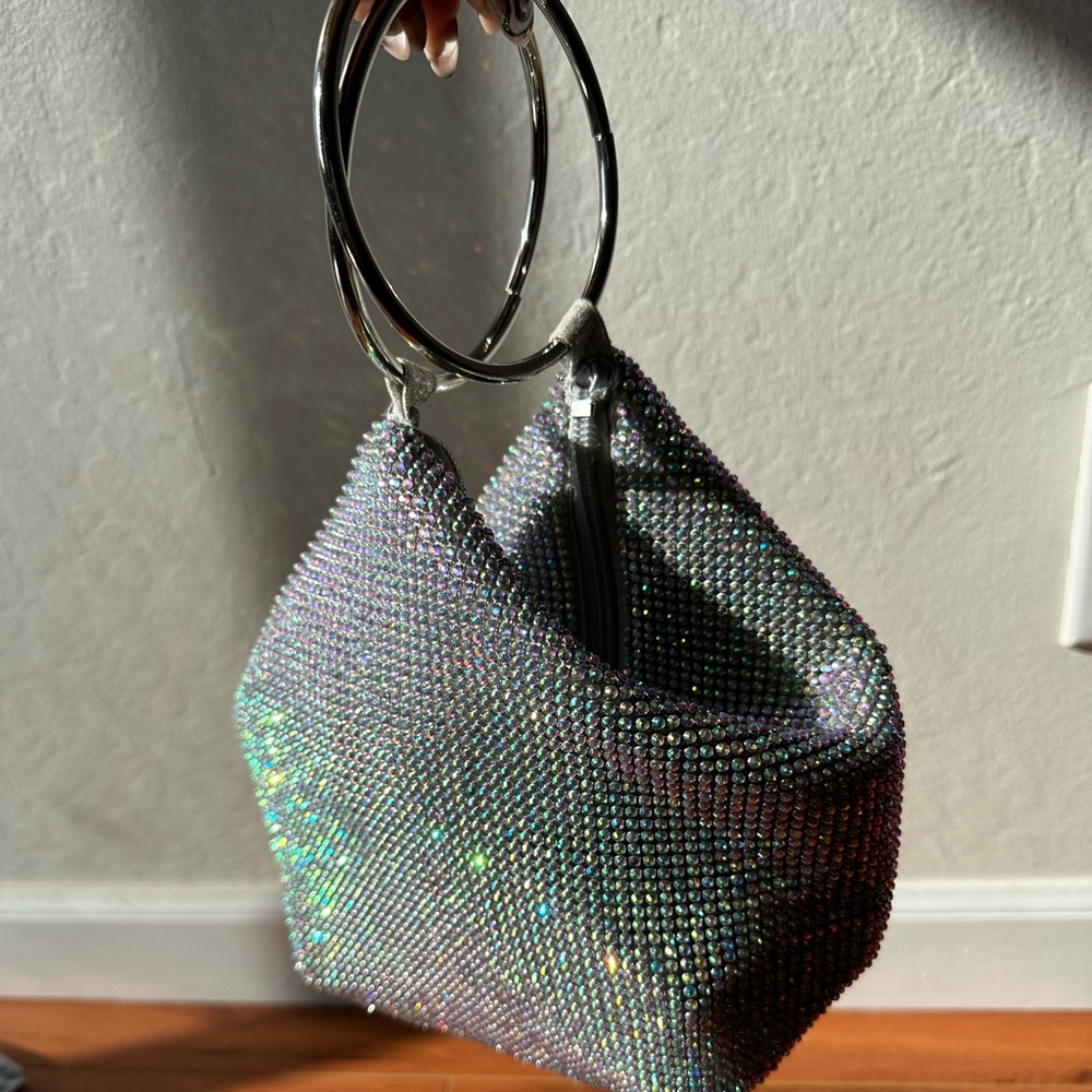 Jessica McClintock Jayda Mesh Diamond Ring Handle Bag - iridescent